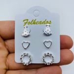Kit De Brincos Folheados a Prata Nossa Senhora Aparecida 