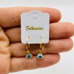 Mini Argola Folheada a Ouro Olho Grego 