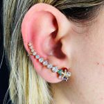 Brinco Ear Cuff Zircônia Flor Dourado Colorido 