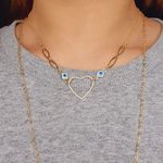 Colar Duplo Folheado a Ouro 18K Olho Grego