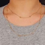 Colar Duplo Folheado a Ouro Mini Esferas 