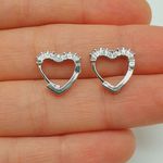 Mini Argola Zircônia Coração Prata 