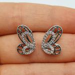 Brinco Zircônia Borboleta Prata 