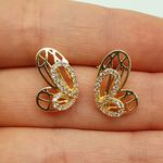 Brinco Zircônia Borboleta Dourado