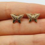 Brinco Zircônia Borboleta Dourado 