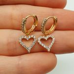 Mini Argola Zircônia Coração Dourada 
