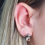 Brinco Oval Zircônia Prata Preto e Rosê 