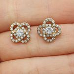 Brinco Zircônia Dourado Velho Flor 