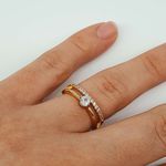 Anel Zircônia Ponto De Luz Dourado 