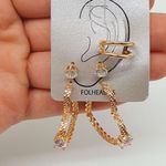 Kit De Brincos e Piercing Fake Coração Dourado 