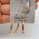 Kit De Brincos e Piercing Fake Dourado 