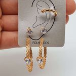 Kit De Brincos e Piercing Fake Dourado 