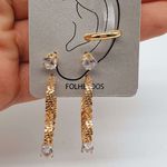 Kit De Brincos e Piercing Fake Dourado 