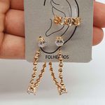 Kit De Brincos e Piercing Fake Dourado 