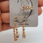 Kit De Brincos e Piercing Fake Dourado 