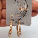 Kit De Brincos e Piercing Fake Dourado 