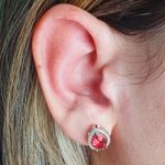 Brinco Zircônia Gota Prata Vermelho 