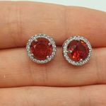 Brinco Zircônia Círculo Prata Vermelho 