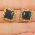 Brinco Zircônia Quadrado Dourado Preto 