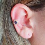 Piercing Fake (Uma Unidade) Zircônia Gota Dourado Azul Marinho 