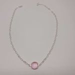 Colar Folheado a Prata 925 Ponto De Luz Rosa 