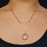 Colar Folheado a Ouro 18K Coração Rosa 