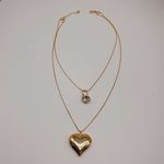Colar Duplo Folheado a Ouro 18K Coração 