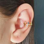 Piercing Fake Folheada a Ouro 18K Com Zircônia Ramos Colorido 