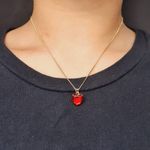 Colar Folheado a Ouro 18K Coração Vermelho 