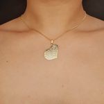 Colar Folheado A Ouro 18K Coração Com Oração Do Pai Nosso