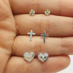 Kit De Brincos Folheados a Prata 925 Pomba Da Paz 