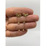 Kit De Brincos Folheados a Ouro 18K Coração 