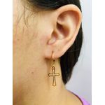 Mini Argola Folheada a Ouro 18K Cruz 