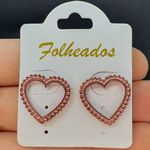 Brinco Folheado Coração Texturizado Rosê
