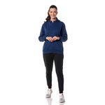 Moletom Canguru Feminino Azul Marinho com Capuz 
