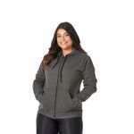 Moletom Feminino Cinza Escuro com Capuz e Zíper 