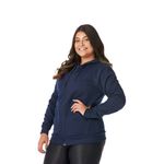 Moletom Feminino Azul Marinho com Capuz e Zíper 