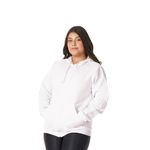 Moletom Feminino Branco com Capuz e Zíper 
