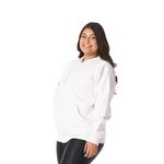 Moletom Feminino Branco com Capuz e Zíper 