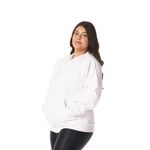 Moletom Feminino Branco com Capuz e Zíper 