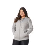 Moletom Feminino Cinza Claro com Capuz e Zíper
