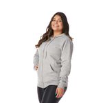 Moletom Feminino Cinza Claro com Capuz e Zíper