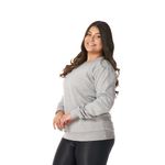 Moletom Feminino Gola Careca Cinza