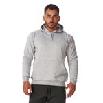 Blusa de Frio Masculina Cinza Moletom Canguru com Capuz 