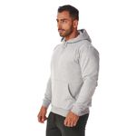 Blusa de Frio Masculina Cinza Moletom Canguru com Capuz 