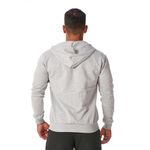 Moletom Masculino Cinza Claro com Zíper e Bolso Canguru 