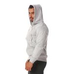 Moletom Masculino Cinza Claro com Zíper e Bolso Canguru 