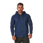 Moletom Masculino Azul Marinho com Zíper e Bolso Canguru 