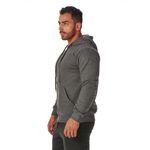Moletom Masculino Cinza Escuro com Zíper e Bolso Canguru 