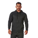Moletom Masculino Preto com Zíper e Bolso Canguru 